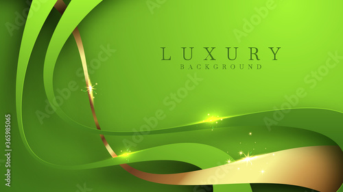 Related green background Luxury, with elements such as glittering golden lines, gradation. Vector illustration.