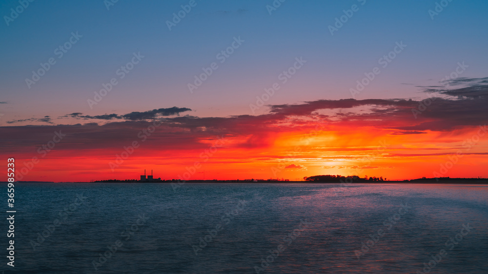 Sunset with silhouette panorama