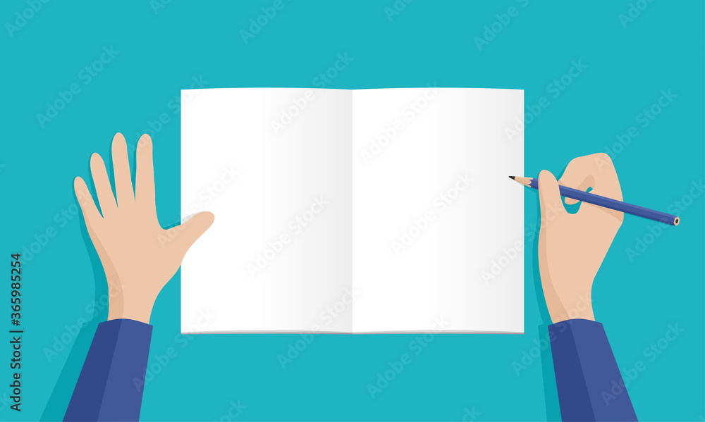 Person (man or woman) writes a message (document, sheet or to-do list ...