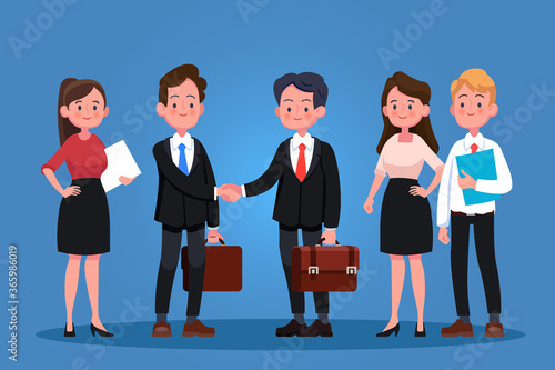 Group of business men and women, working people. Business team and teamwork concept. Flat design people characters.