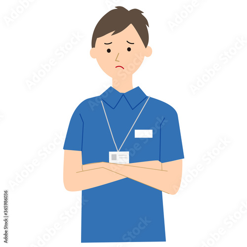Care staff pose vector illustration