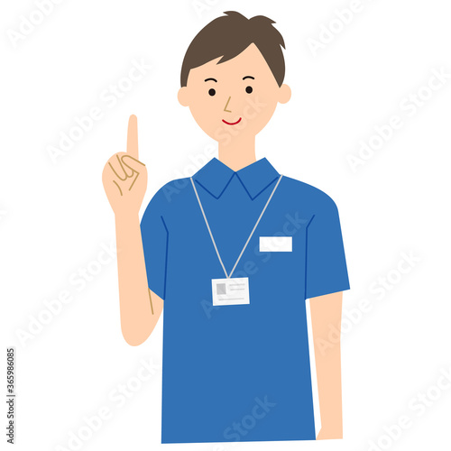 Care staff pose vector illustration