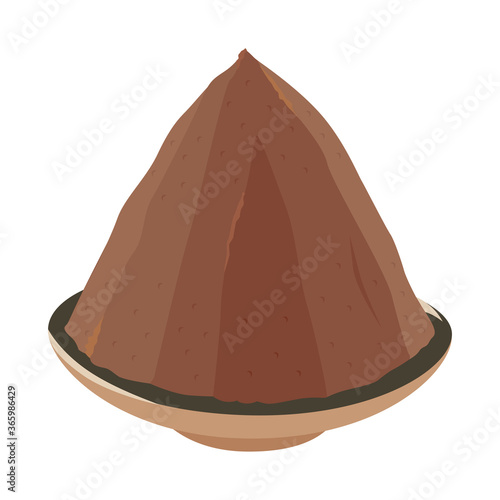 日本の発酵食品、赤味噌のイラスト。