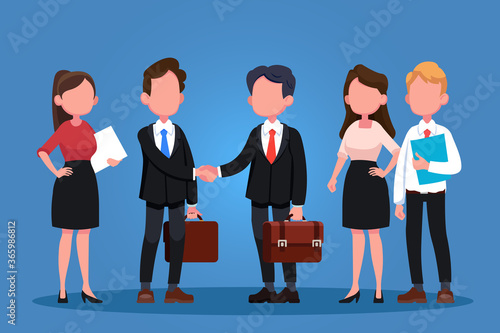Group of business men and women, working people. Business team and teamwork concept. Flat design people characters.