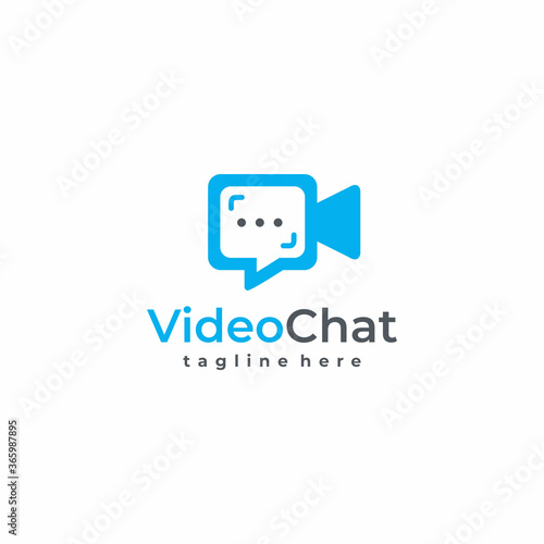 Video Chat logo design concept vector
