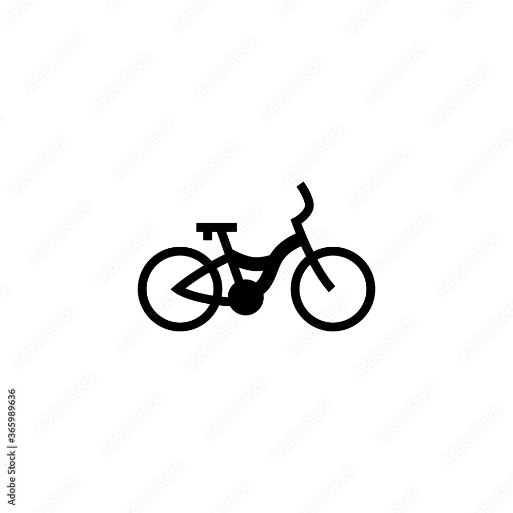 Bicycle icon in black flat glyph, filled style isolated on white background