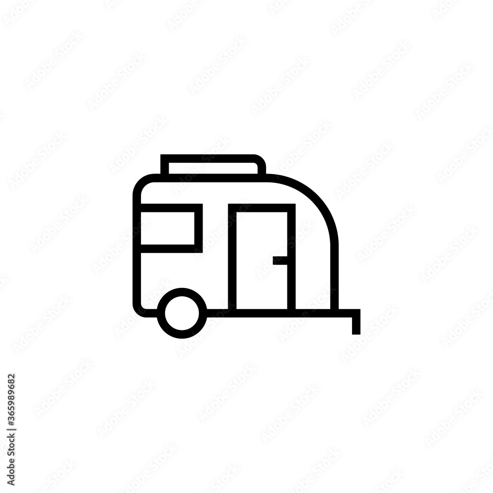 Caravan icon in black line style icon, style isolated on white background Caravan icon in black line style icon, style isolated on white background