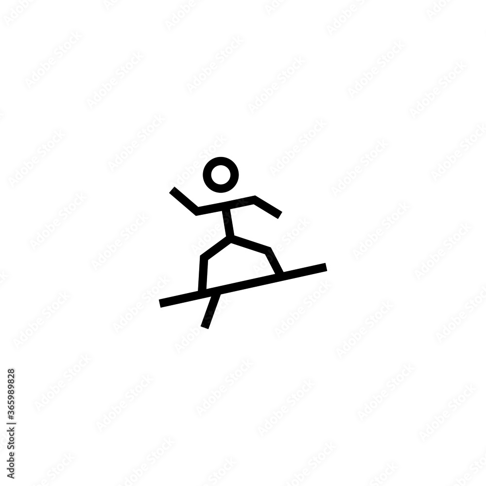 Surfing icon in black line style icon, style isolated on white background Surfing icon in black line style icon, style isolated on white background