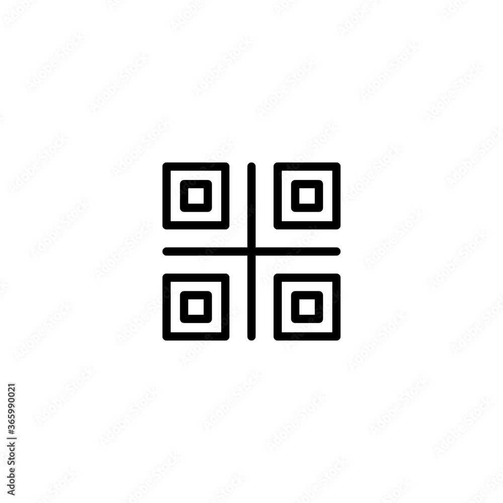 Qr code vector icon  in black line style icon, style isolated on white background