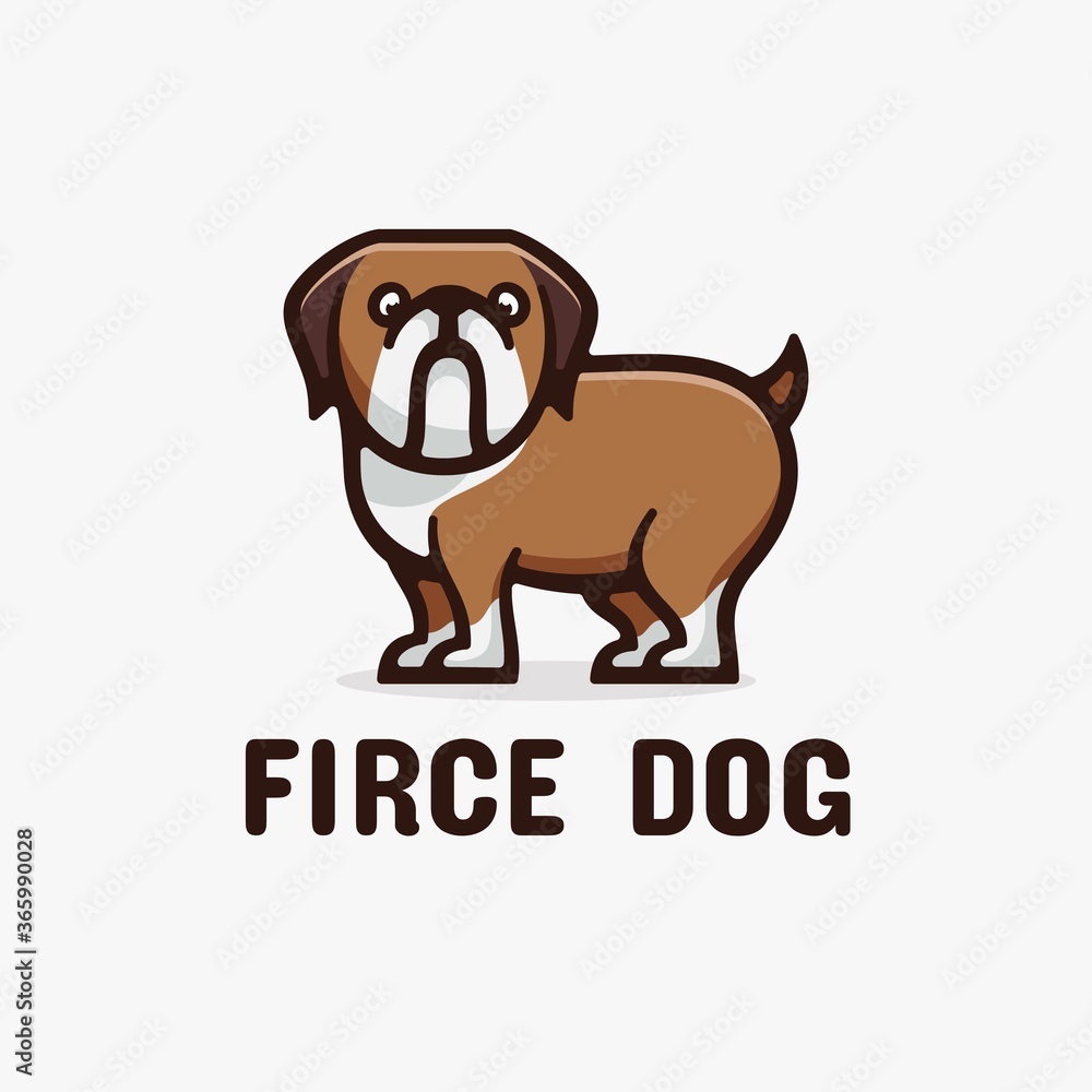 Vector Logo Illustration Fierce Dog Simple Mascot Style.