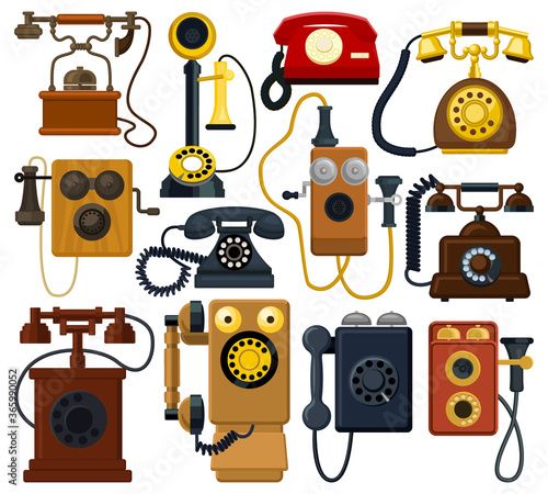 Retro phone vector cartoon set icon. Vector illustration vintage telephone on white background. Isolated cartoon set icon retro phone.