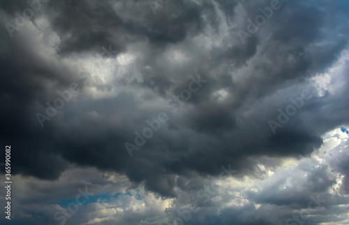The Sky before storm and heavy rain coming. Sky with dark gray cloud. The sky in rainy season