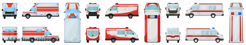 Ambulance vector illustration on white background. Isolated cartoon set icon car of emergency. Vector cartoon set icon ambulance.