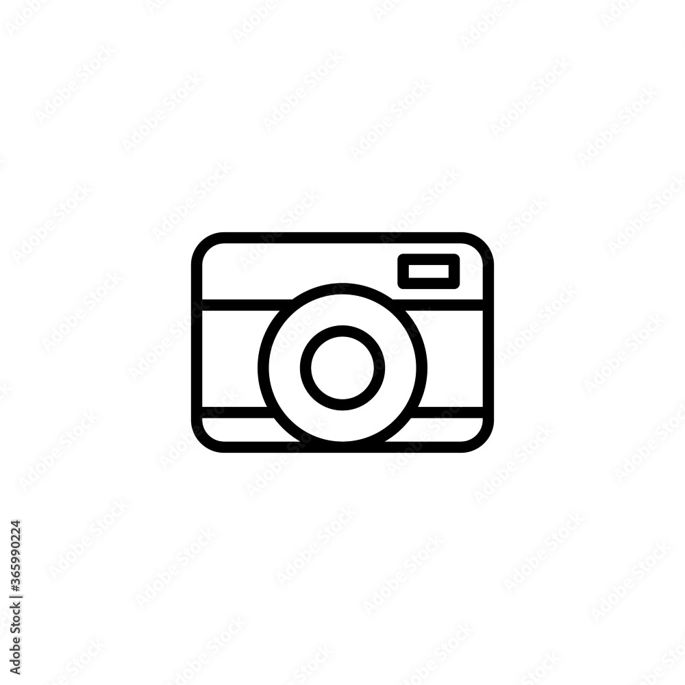 Camera icon in black line style icon, style isolated on white background Camera icon in black line style icon, style isolated on white background