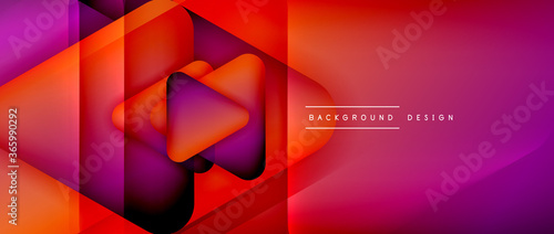 Triangle shapes geometric abstract background. 3D shadow effects and fluid gradients. Modern overlapping forms wallpaper for your text message