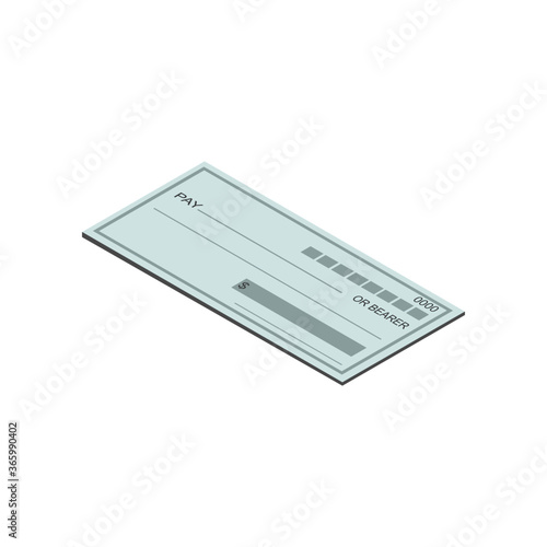 Bank cheque isolated on white. icon vector illustration.