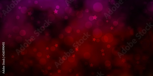 Dark Pink, Yellow vector template with circles, stars. Colorful illustration with gradient dots, stars. Template for business cards, websites.