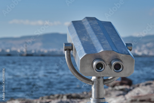 Coast binoculars for people to use by the sea