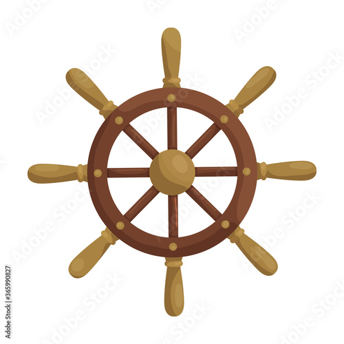 Ship wheel cartoon vector of icon.Cartoon vector icon helm of ship. Isolated illustration of wheel boat on white background.
