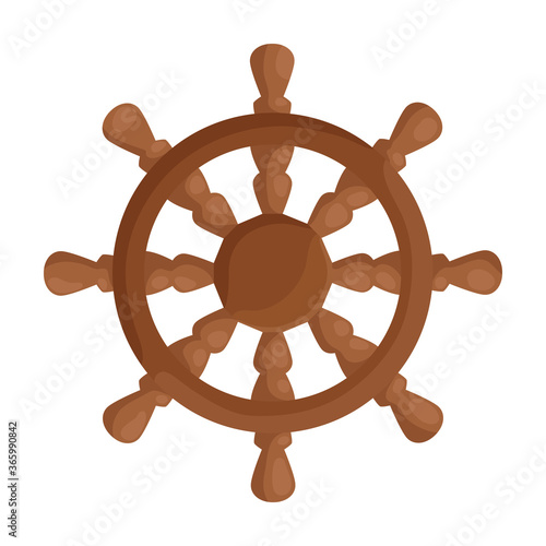 Ship wheel cartoon vector of icon.Cartoon vector icon helm of ship. Isolated illustration of wheel boat on white background.