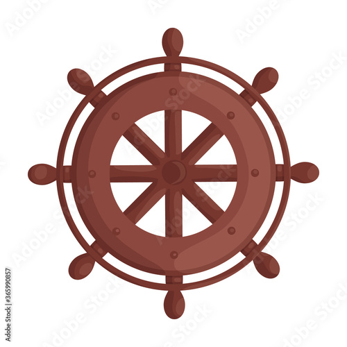 Ship wheel cartoon vector of icon.Cartoon vector icon helm of ship. Isolated illustration of wheel boat on white background.