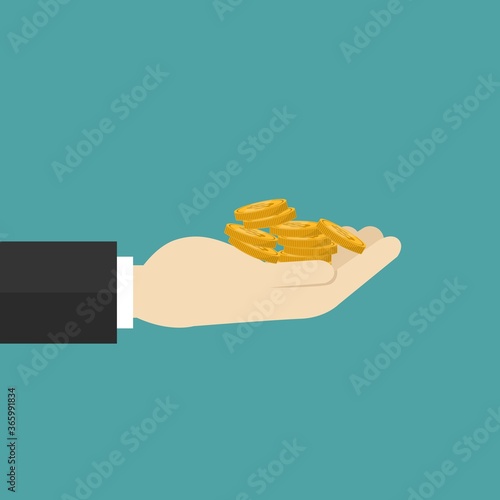 a pile of golden dollar coins on hand