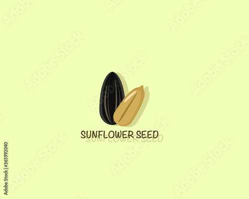 Sunflower seed isolated on yellow background. icon vector illustration.