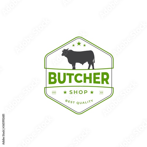 Vintage Cattle / Beef Label Emblem logo design inspiration. Vector illustrations.