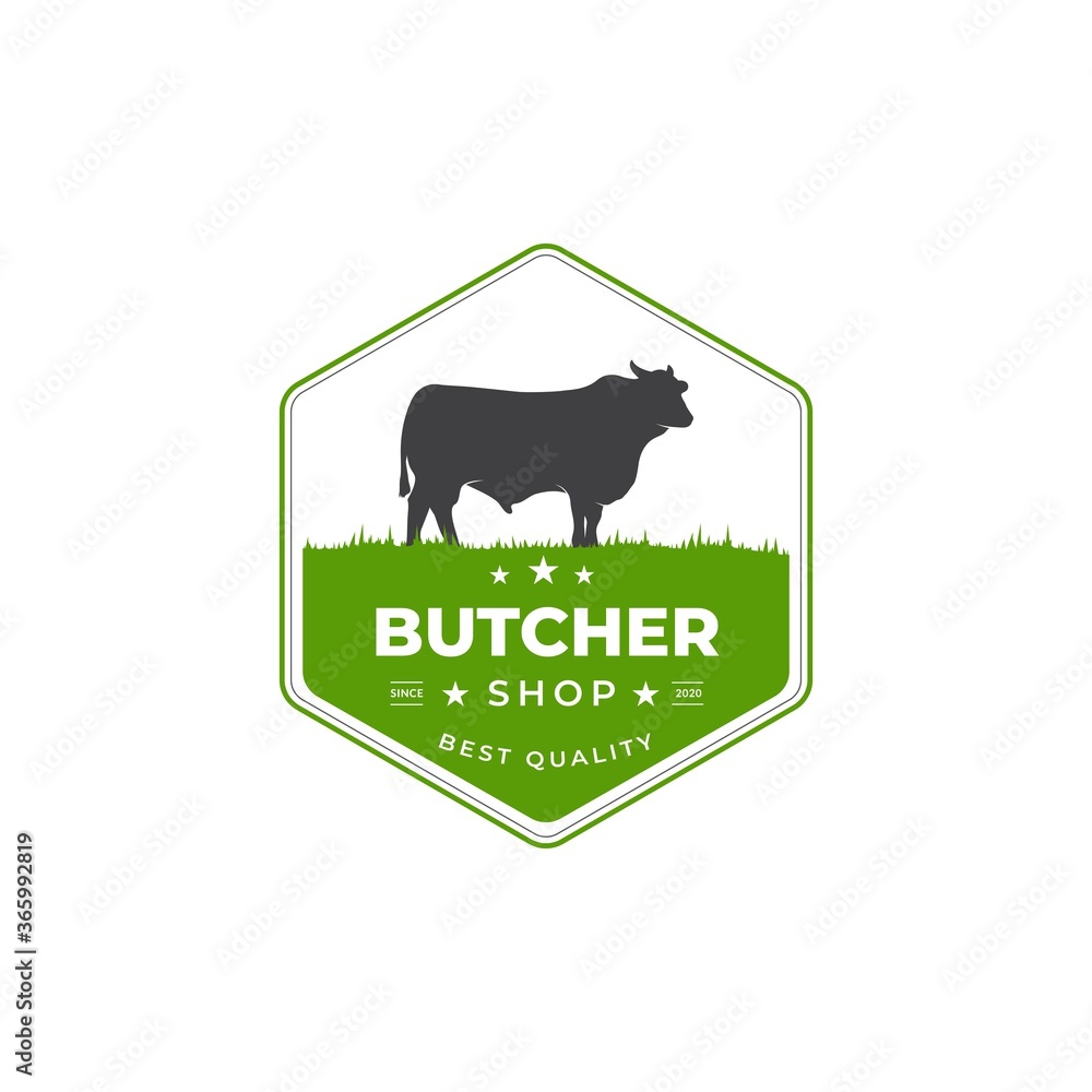Obraz premium Vintage Cattle / Beef Label Emblem logo design inspiration. Vector illustrations.