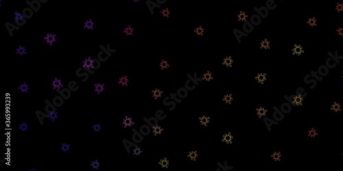 Dark blue, yellow vector backdrop with virus symbols.