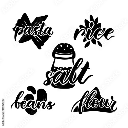 Food pantry custom labels. Container stickers. Vector