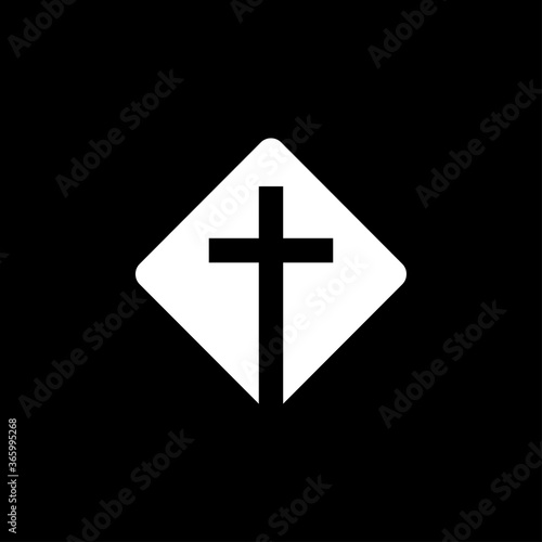 Church vector icons of religious christianity signs and symbols