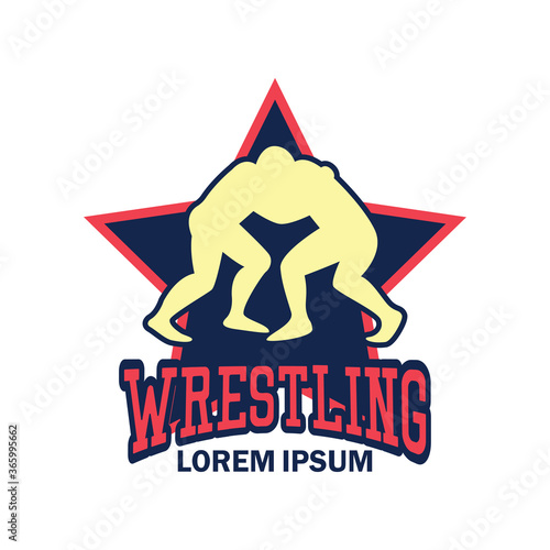 wrestling logo with text space for your slogan tag line, vector illustration
