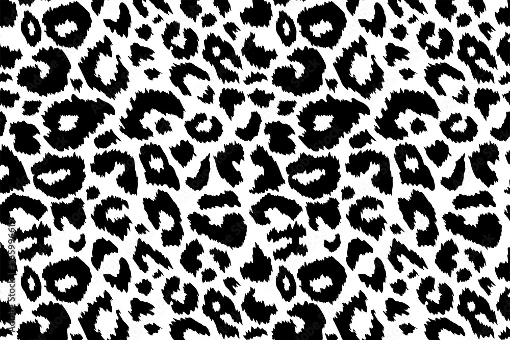 Trendy leopard pattern background. Hand drawn fashionable wild animal cheetah skin black white texture for fashion print design, banner, cover, wallpaper. Vector illustration Trendy leopard pattern background. Hand drawn fashionable wild animal cheetah skin black white texture for fashion print design, banner, cover, wallpaper. Vector illustration