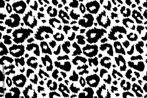 Trendy leopard pattern background. Hand drawn fashionable wild animal cheetah skin black white texture for fashion print design, banner, cover, wallpaper. Vector illustration