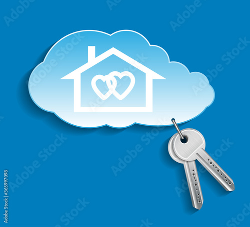 Concept of lovers and your own Private House in the Cloud