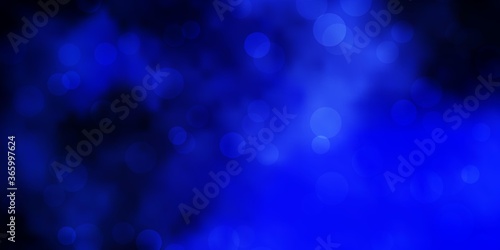 Dark BLUE vector layout with circle shapes. Abstract decorative design in gradient style with bubbles. Pattern for websites.