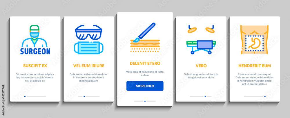 Surgeon Medical Doctor Onboarding Mobile App Page Screen Vector. Surgeon Facial Mask And Glasses, Scalpel And Forceps, Surgical Table And Lamp Illustrations Surgeon Medical Doctor Onboarding Mobile App Page Screen Vector. Surgeon Facial Mask And Glasses, Scalpel And Forceps, Surgical Table And Lamp Illustrations