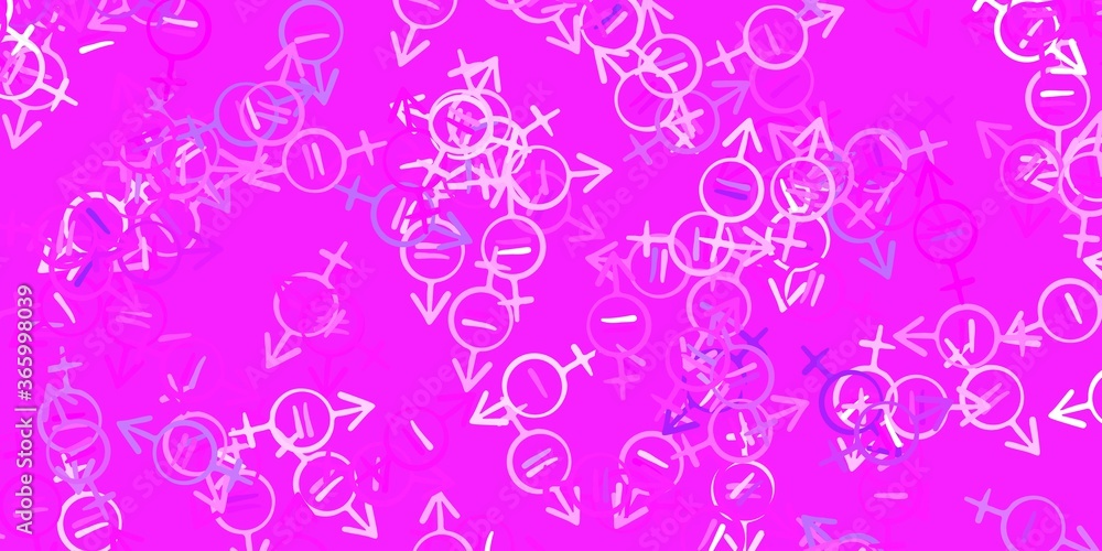 Light Purple, Pink vector pattern with feminism elements. Light Purple, Pink vector pattern with feminism elements.
