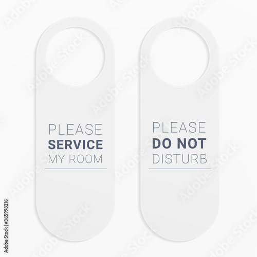 Door hangers for the doorknob to mark need of service or rest in hotels, resorts, motels