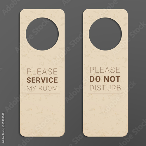 Hotel room door hanger. Do not disturb label