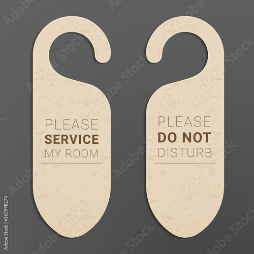 Please do not disturb door hanger. Servicing label for hotel rooms