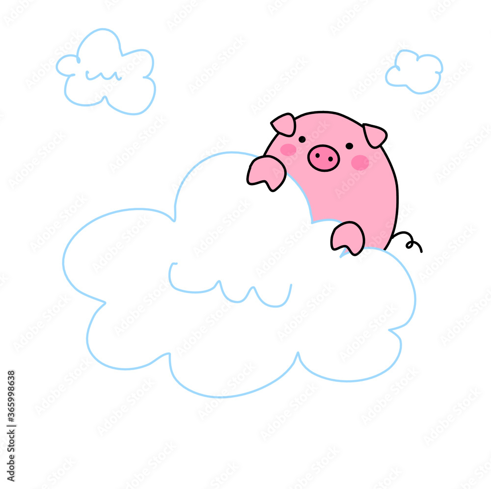 Fototapeta premium pig with cloud