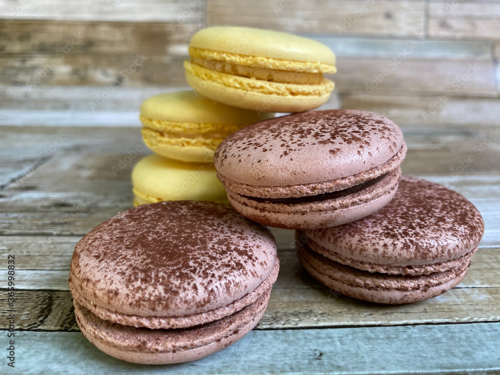 macarons with chocolate and lemon flavor macarons with chocolate and lemon flavor