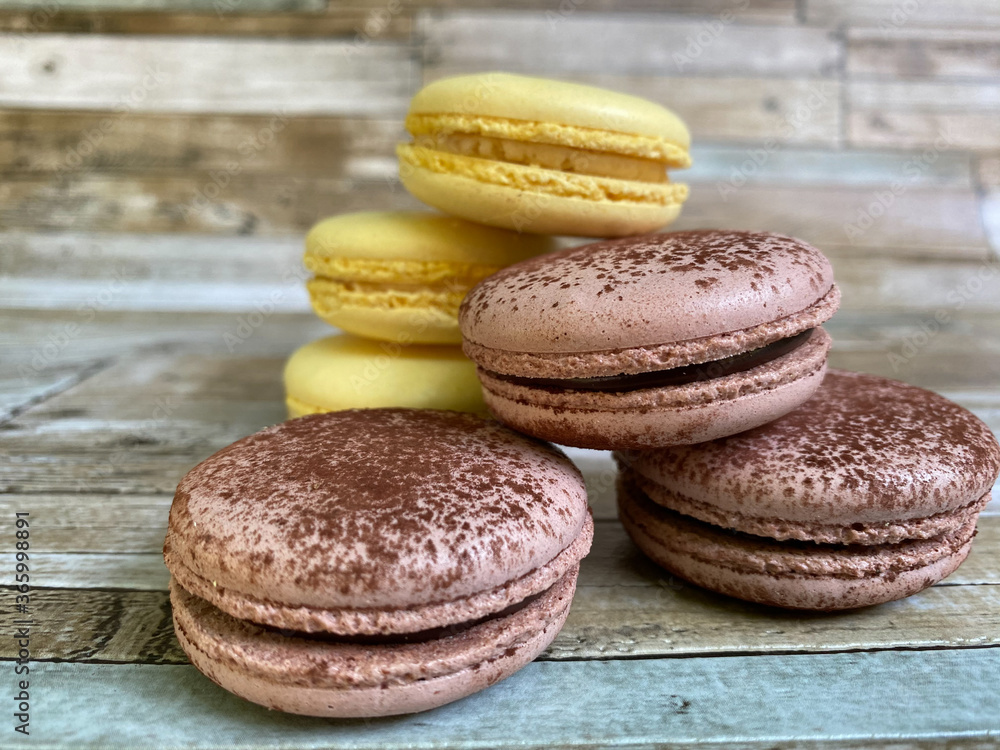 macarons with chocolate and lemon flavor macarons with chocolate and lemon flavor