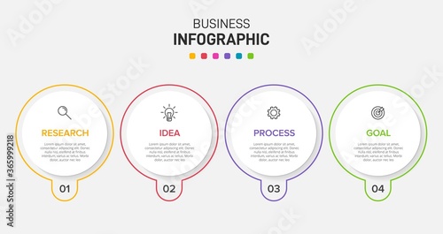 Infographic design with icons and 4 options or steps. Thin line vector. Infographics business concept. Can be used for info graphics, flow charts, presentations, web sites, banners, printed materials.