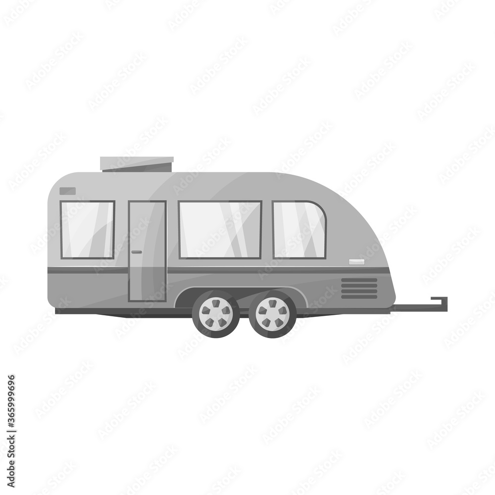 Vector illustration of trailer and camper symbol. Graphic of trailer and vintage stock vector illustration.