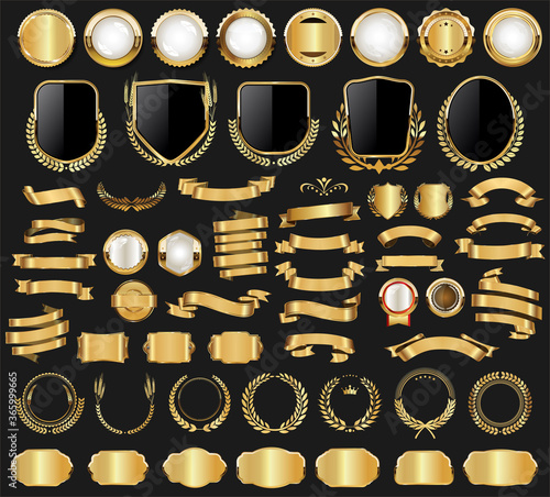 Golden badge and labels retro vintage collection