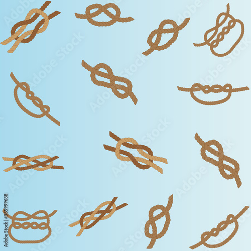 Knotted ropes pattern illustration on blue background.