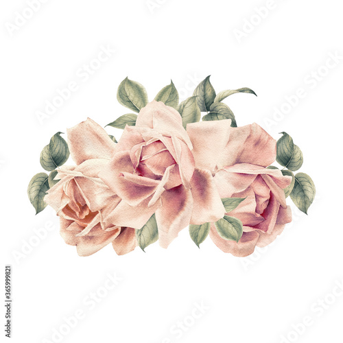 Bouquet of flowers, can be used as greeting card, invitation card for wedding...